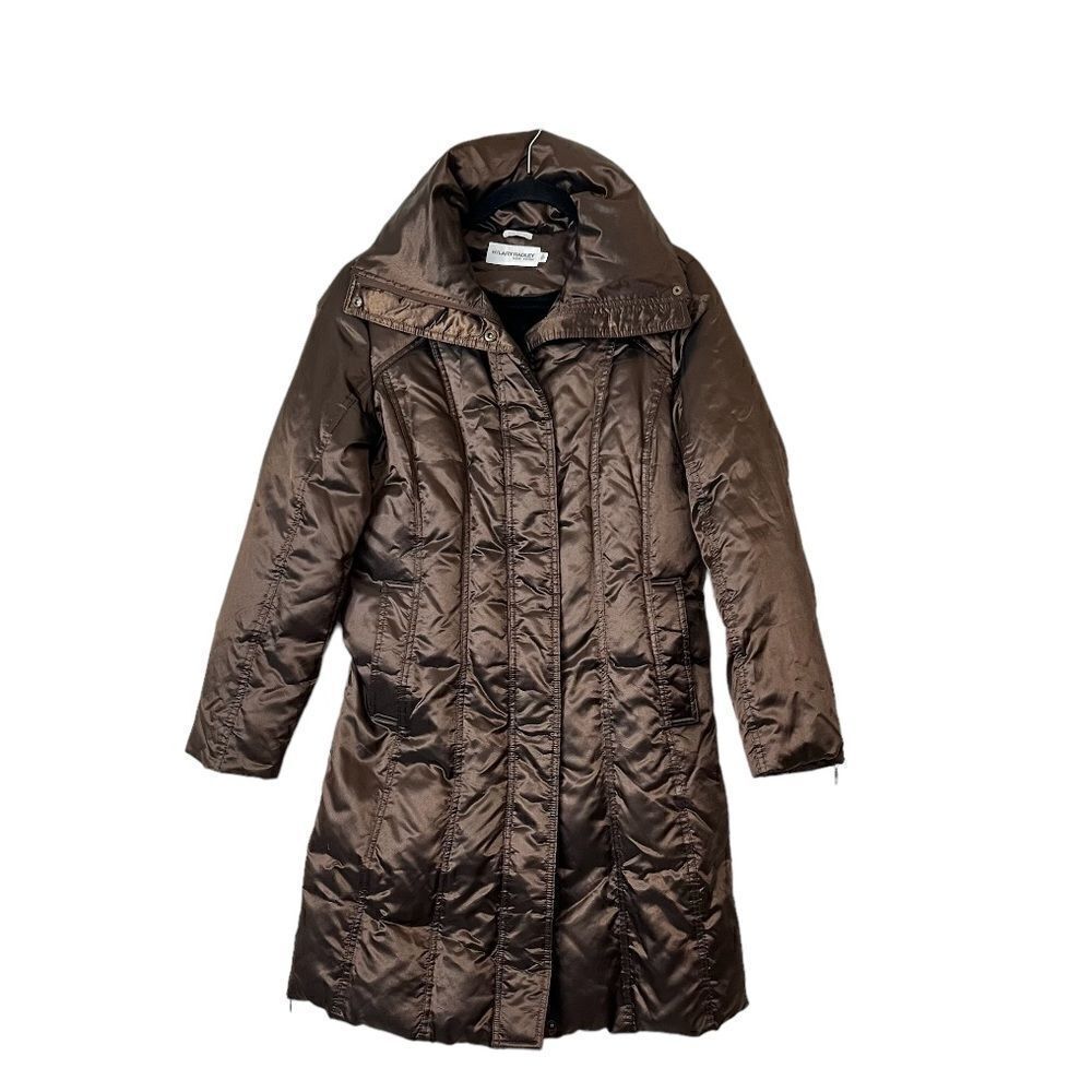 Hilary Radley Puffer Down Coat Size Small Shiny Brown